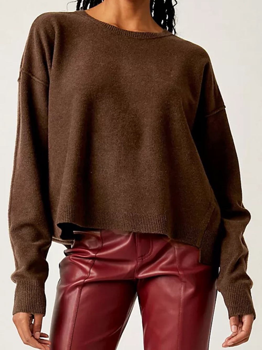 Free People Luna Oversized Sweater Chocolate Brown Size S